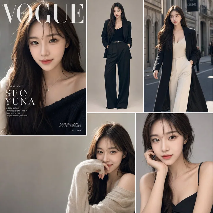 ファッション雑誌の論説:有名モデルのフォトショット