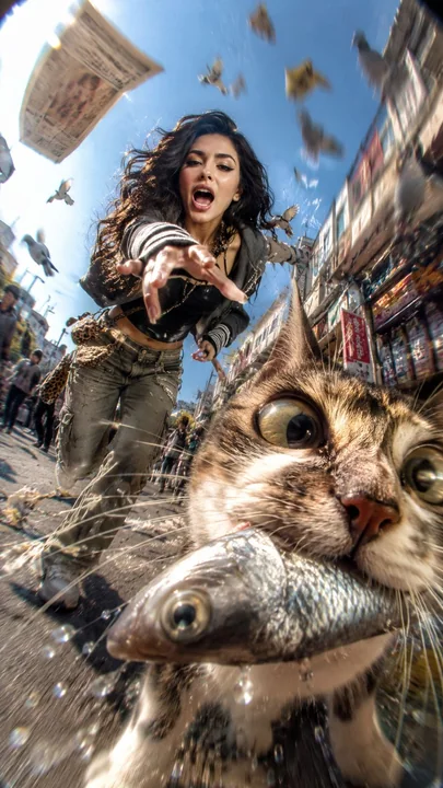 Y2K-style Japanese digital camera street chaotic chase realistic photography