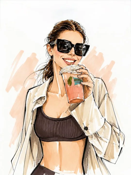 Minimalist Vogue-style fashion hand-drawn illustration