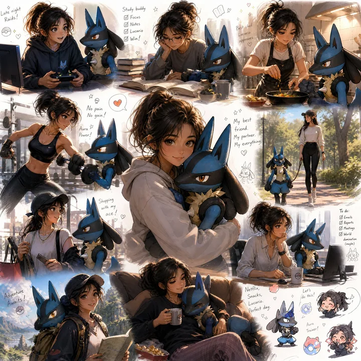 Clipart de croquis de vie en style d’animation Pixar de Pokémon ultra-détaillé