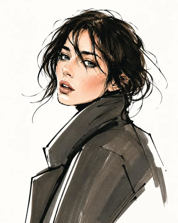 《Vogue》风格的简约时尚人像插画