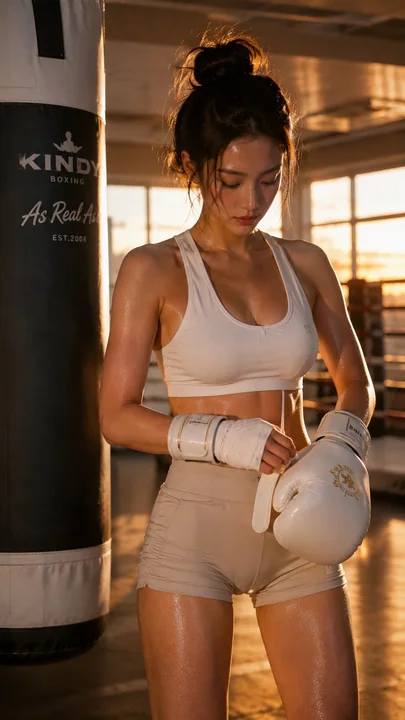 Femme boxeuse coréenne luxe réaliste