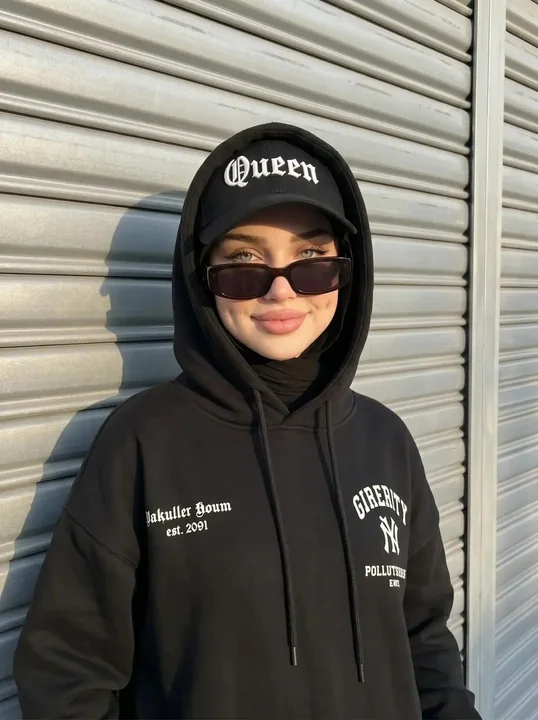 Cool and stylish street fashion Muslim female portrait