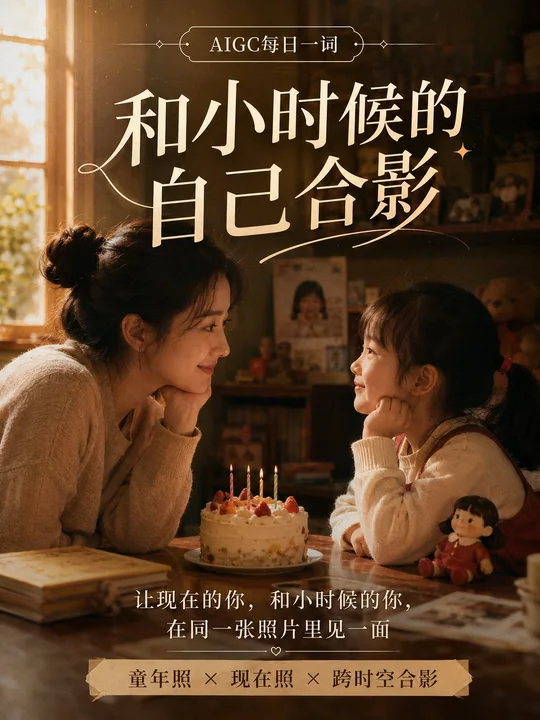跨越时空的童年与成年真实合影