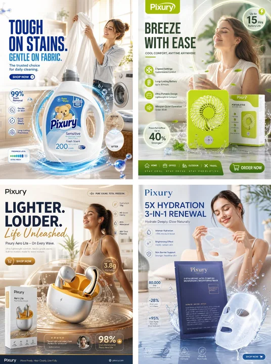 High-end home and daily essentials commercial photography marketing poster