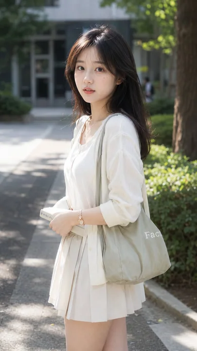 Campus fresh style, high-end texture, Eastern female portrait
