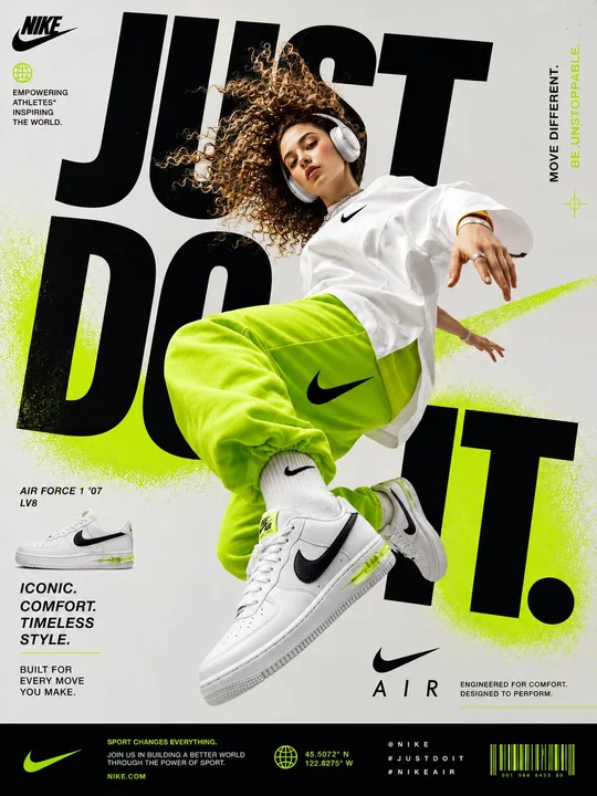Conception d’affiche publicitaire pour les chaussures Nike