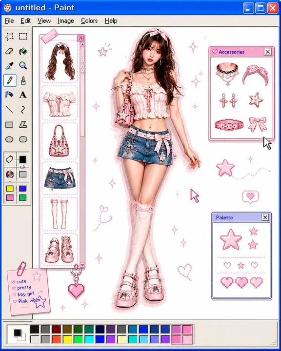 Retro drawing tool dress-up interface aesthetics