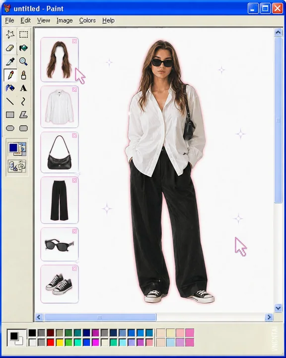 レトロなWindowsペイントのファッション変装インターフェース生成