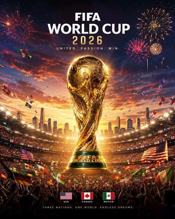 ملصق سينمائي بأسلوب رسمي لكأس العالم 2026