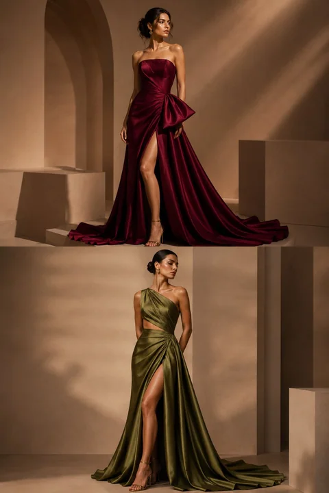Éditorial de mode luxueux avec deux mannequins en robes haute couture