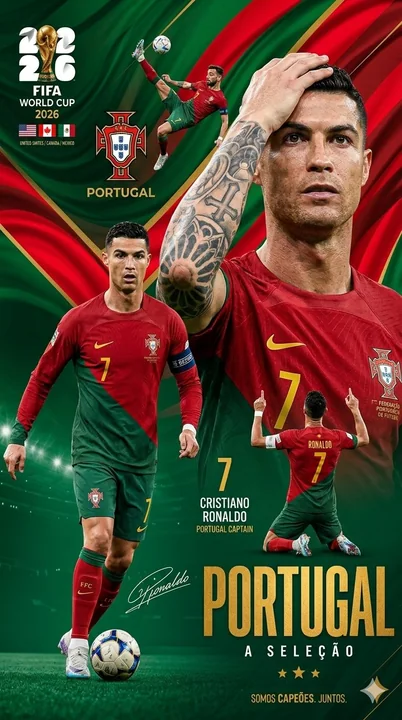 ملصق كرة قدم للمنتخب البرتغالي في كأس العالم 2026