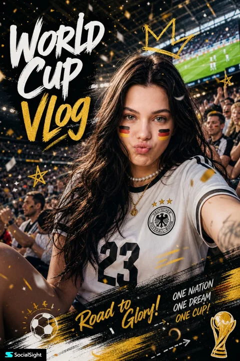 サッカー女子ファンのワールドカップ人物宣伝ポスター