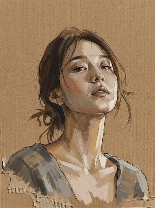 Illustration en couleur, dessin à la main, personnages en style mixte et média moderne