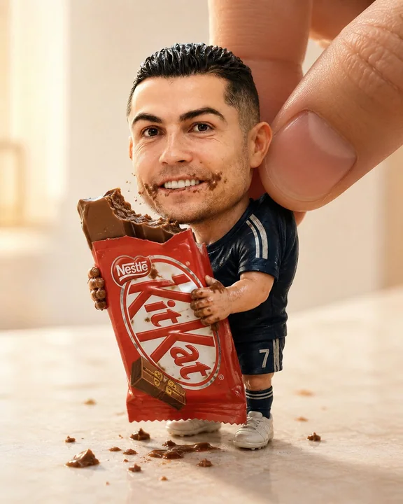 Hyper-realistic handcrafted collectible doll and giant chocolate
