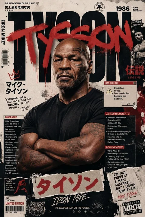 Affiche d’art urbain japonais moderne haut de gamme Tyson