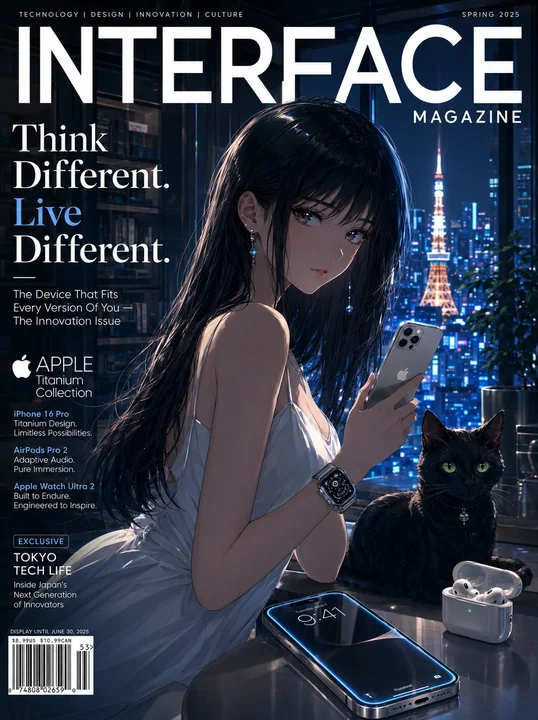 Minimalist Apple Anime Style Magazine Cover Design