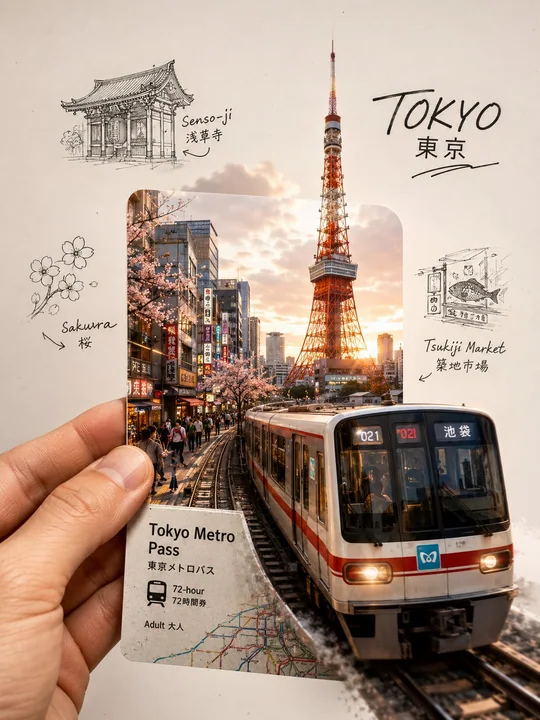 现代东京旅游手账剪贴簿拼贴