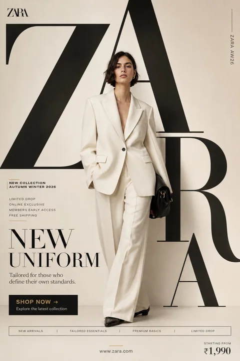 تصميم تخطيط بانر إعلاني لصالون ZARA