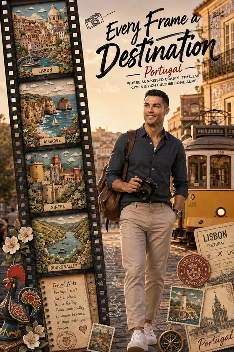 3D Traveler with Paper Cutout Film Travel Poster