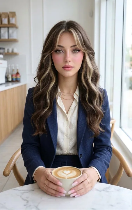 Portrait au reflex d’une belle femme en bustier crème dans un café haut de gamme