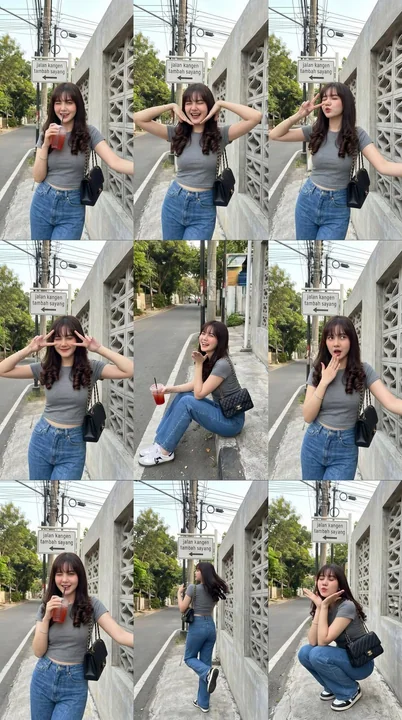 街头韩式风格少女九宫格写真