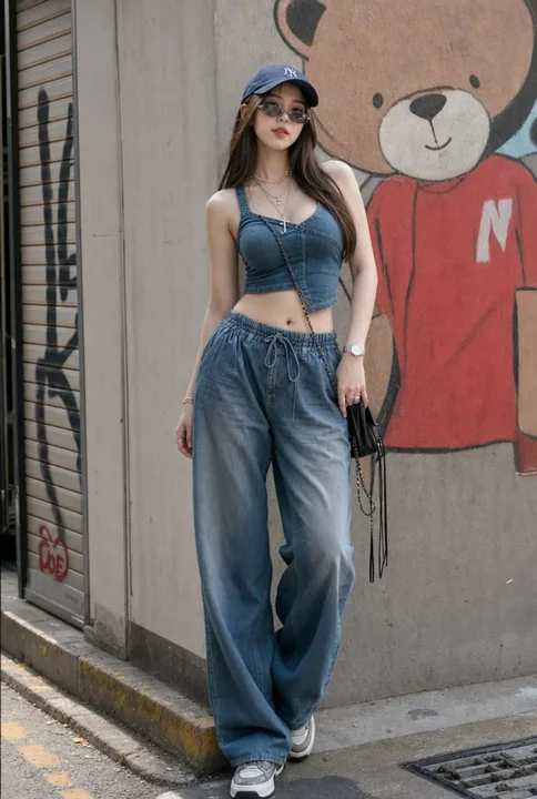 亚洲女性街头时尚牛仔写真