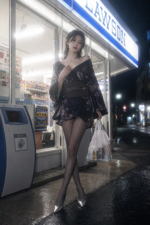 深夜便利店日系写真时尚人像