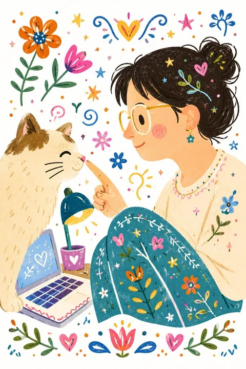 装饰性民间扁平涂鸦风格插画