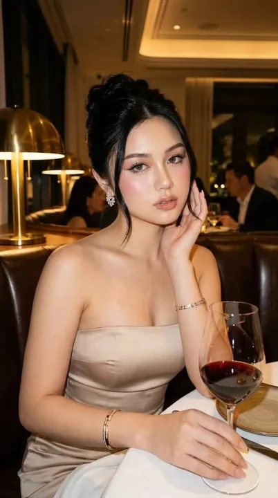奢华餐厅优雅女性人像摄影