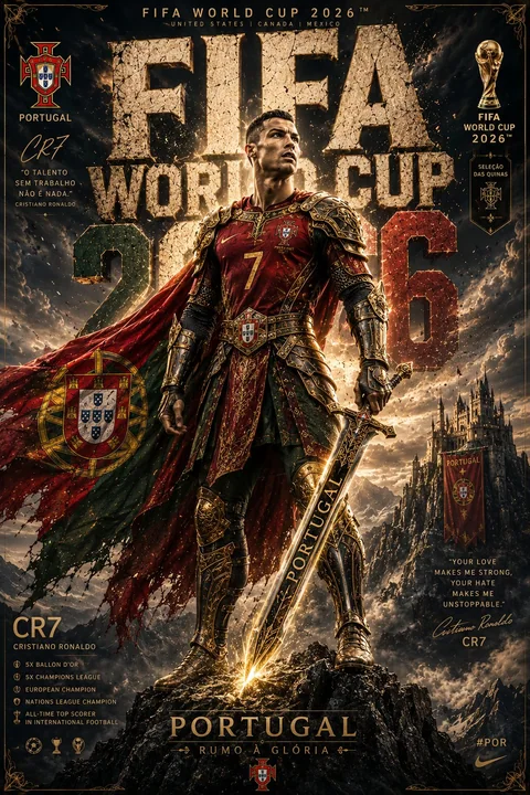 2026世界杯球员中世纪传奇骑士海报