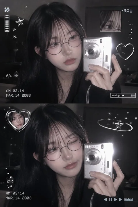 唯美Y2K韩系少女数码相机自拍