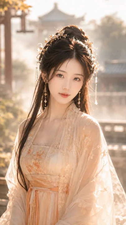 唐风幻想晨雾庭院古风仙侠美人图