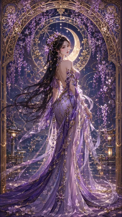 极华丽新艺术风格东方幻想女性立绘海报