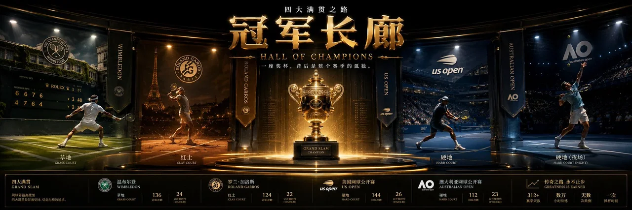 网球四大满贯冠军连续长卷海报