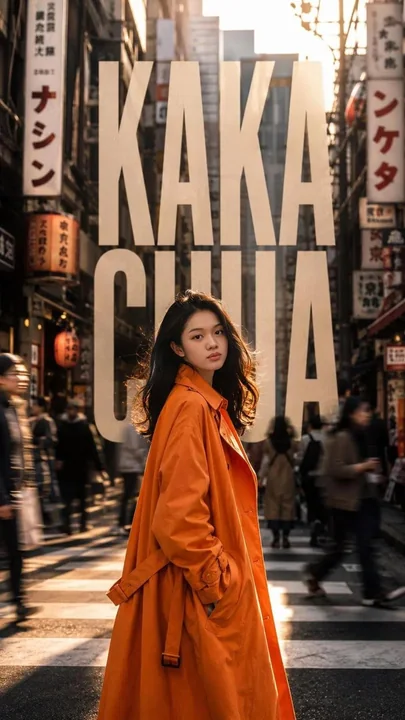 极高质感东京街头橙色时尚大片