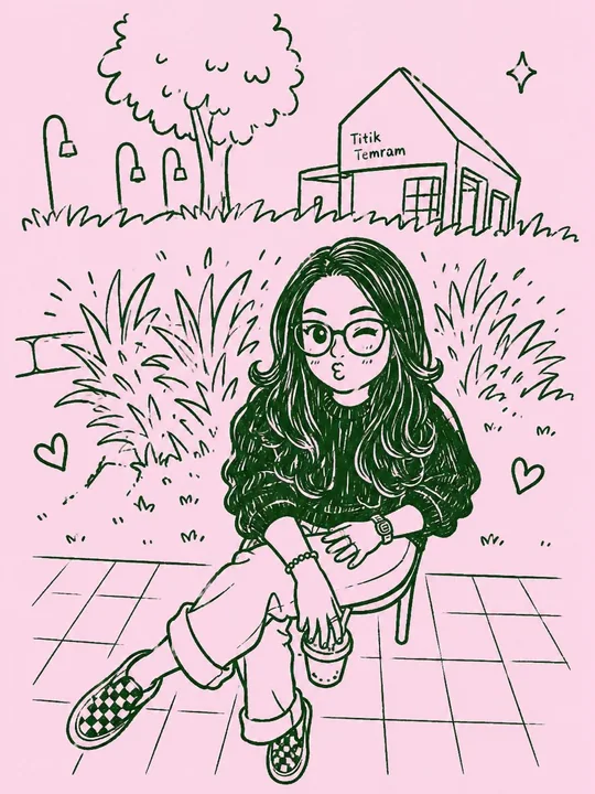 可爱单色涂鸦Q版人像插画