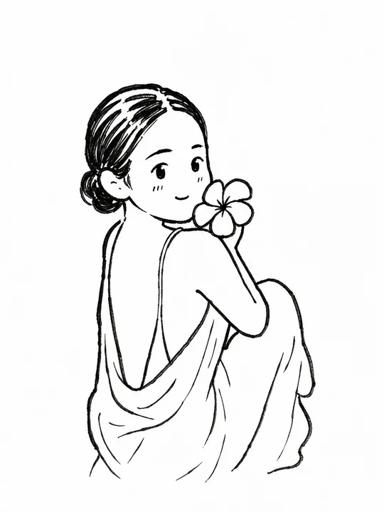萌系黑白手绘Q版母子涂鸦插画