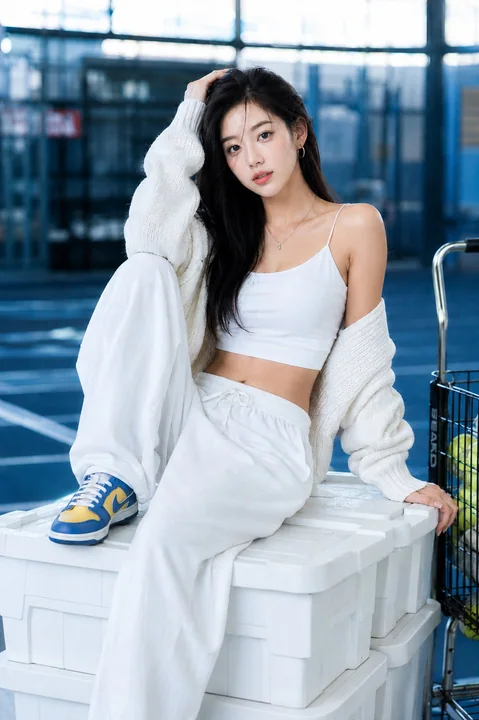 室内网球场清冷感亚洲美女写真