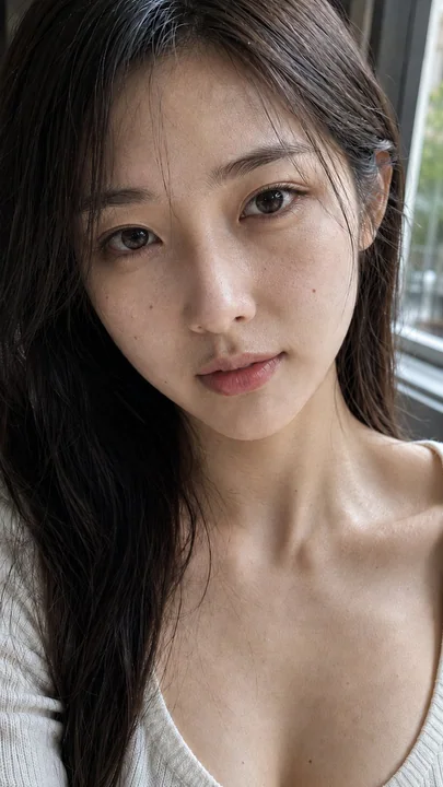 极致写实东方女性原片质感近景肖像