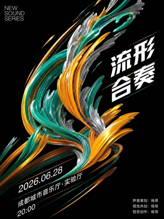 实验音乐3D流体中文活动海报