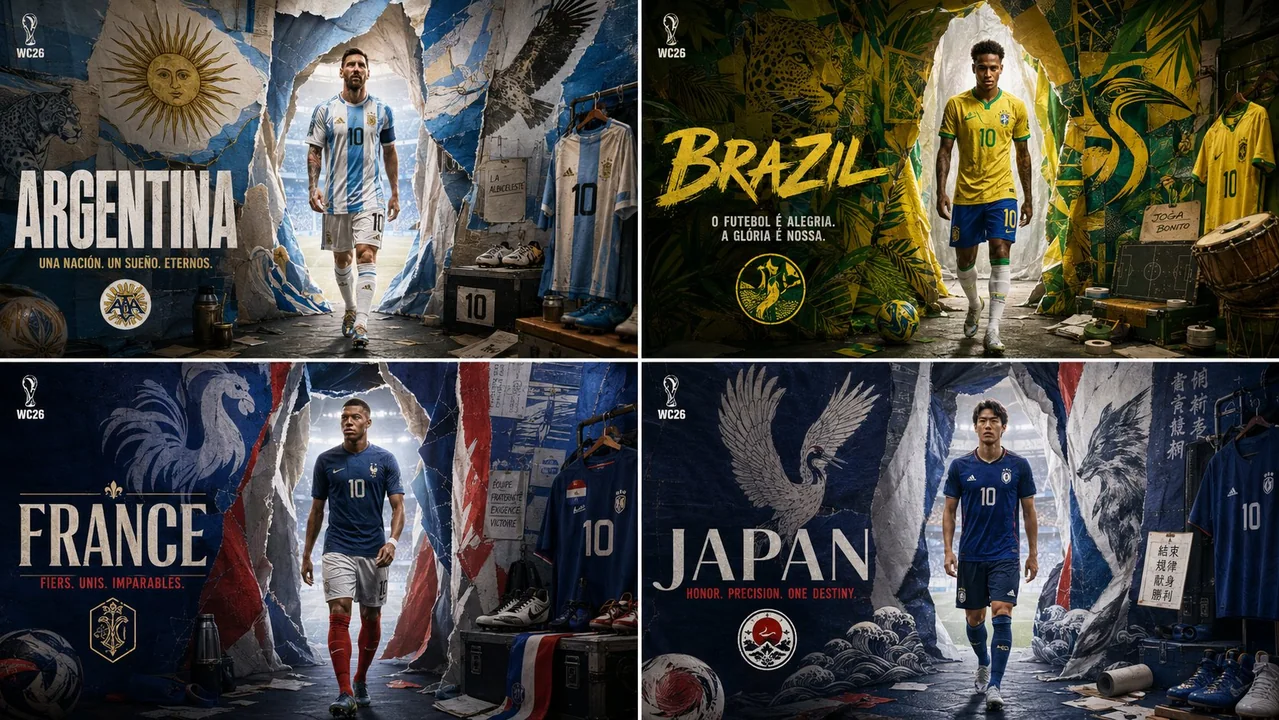 2026世界杯国家队撕纸风格入场通道大片