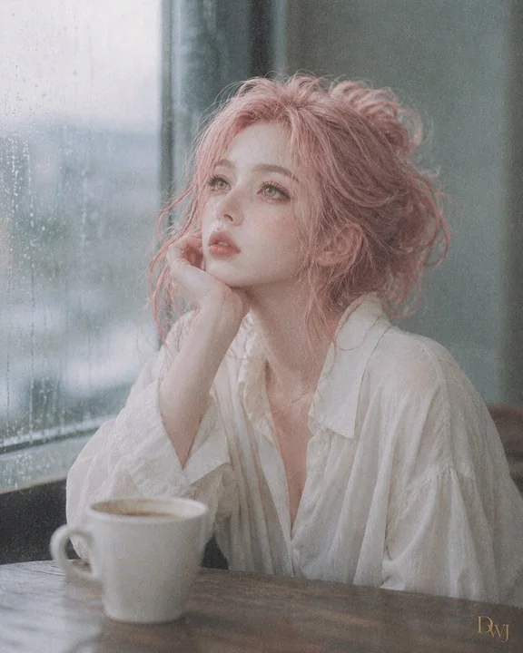 韩国独立电影感胶片风雨天咖啡馆忧郁少女