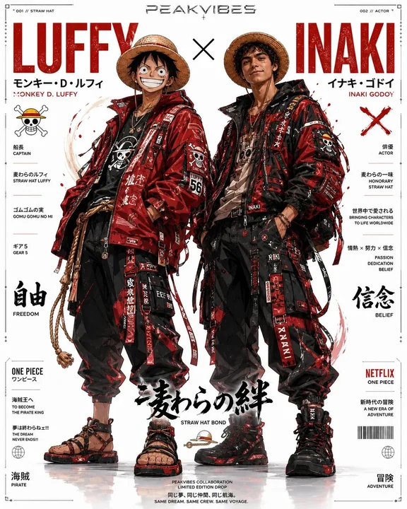 日系街头机能风动漫真人对比海报
