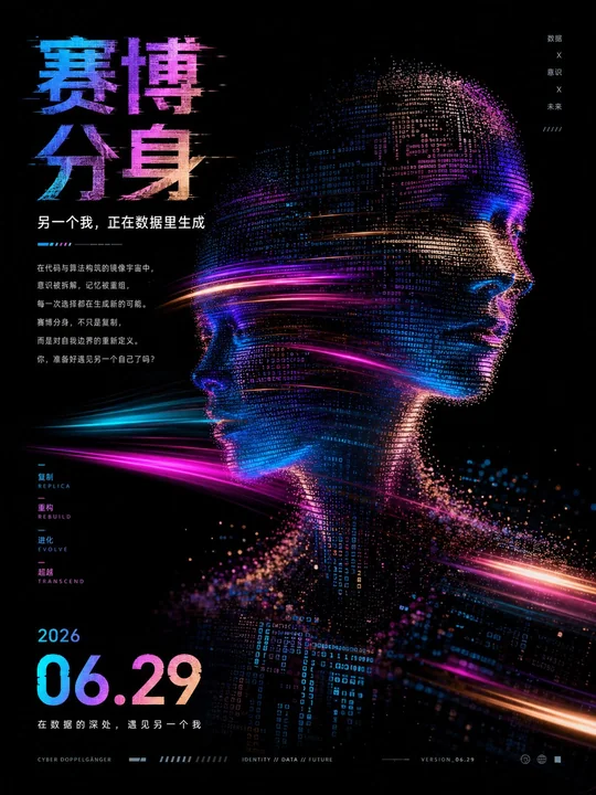 未来主义赛博数字艺术展海报