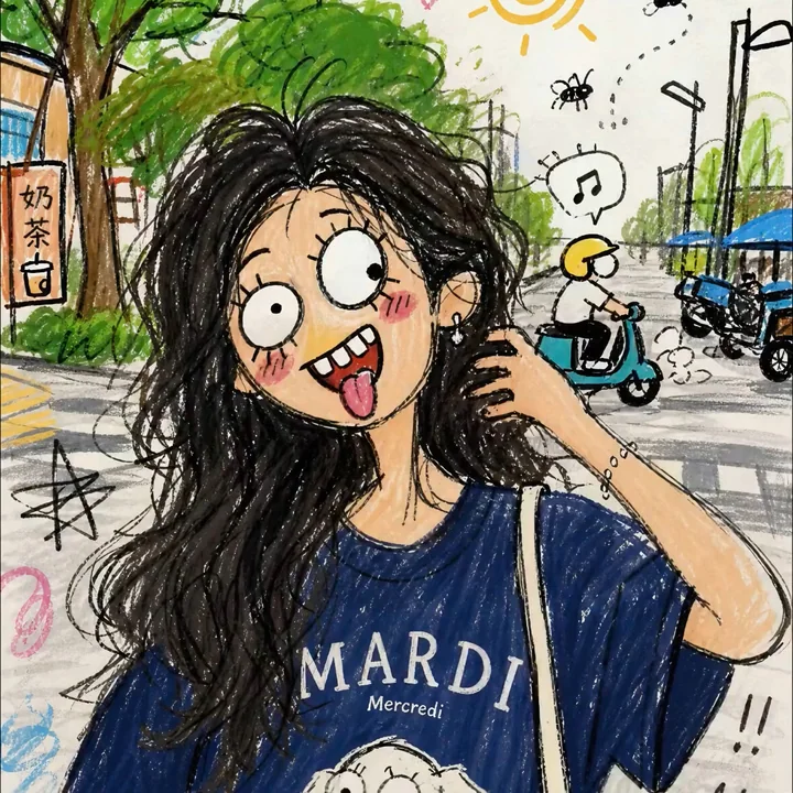 笨拙滑稽涂鸦插画风格化