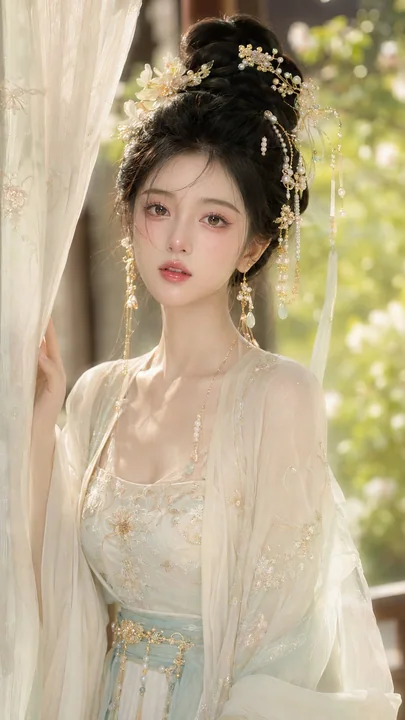 古风贵女花影水光美妆写真