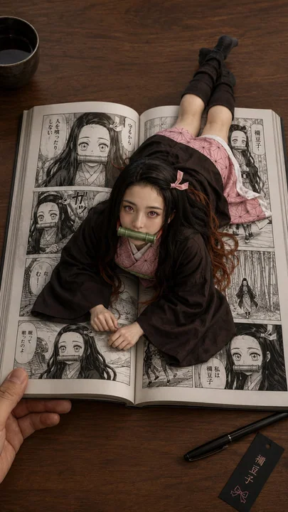 鬼灭之刃漫画角色桌面立体摄影