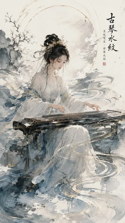 东方音乐视觉高定水墨插画海报