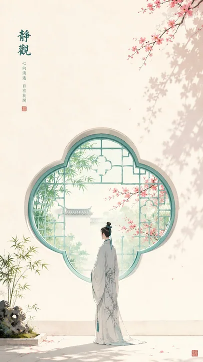 东方禅意极简明丽新中式人物海报